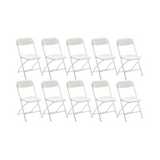BTExpert White Plastic Folding Chair Steel Frame for Office Wedding Kitchen Dining School - Set of 10