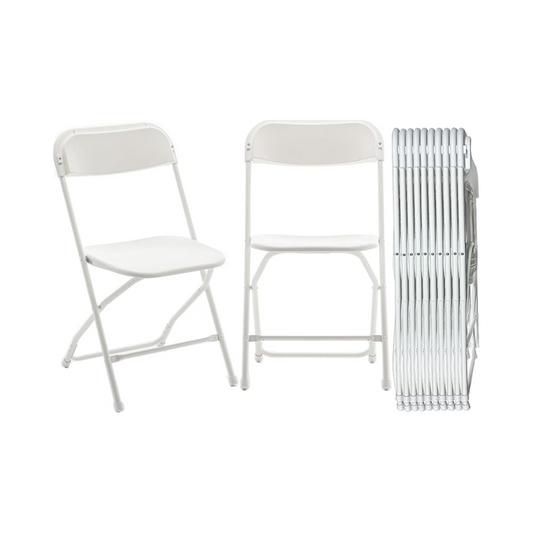 BTExpert Indoor Outdoor White Plastic Folding Chairs – Lightweight, Stackable, Commercial Grade - Set of 20 Pack -In Store Only