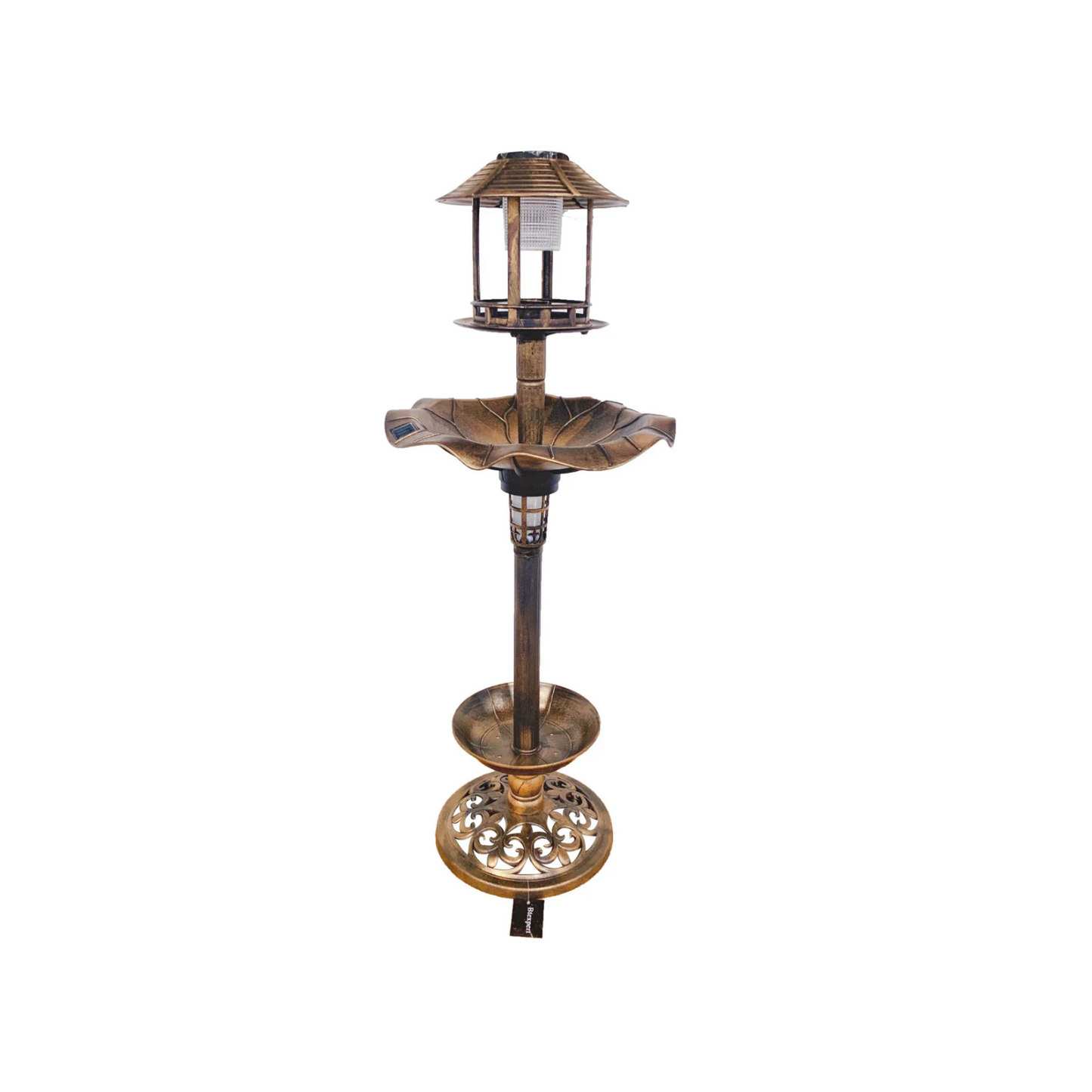 BTExpert Birdbath Vintage Gold Solar Lighted Pedestal Garden Fountain Decoration Accents