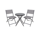 BTExpert set Portable Folding Table & two Chair Heavy Duty Gray Dining Home Garden 3-Piece