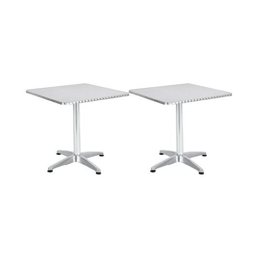 BTExpert 27.5" square Restaurant Table Stainless Steel Silver Aluminum Furniture with base - Set of 2