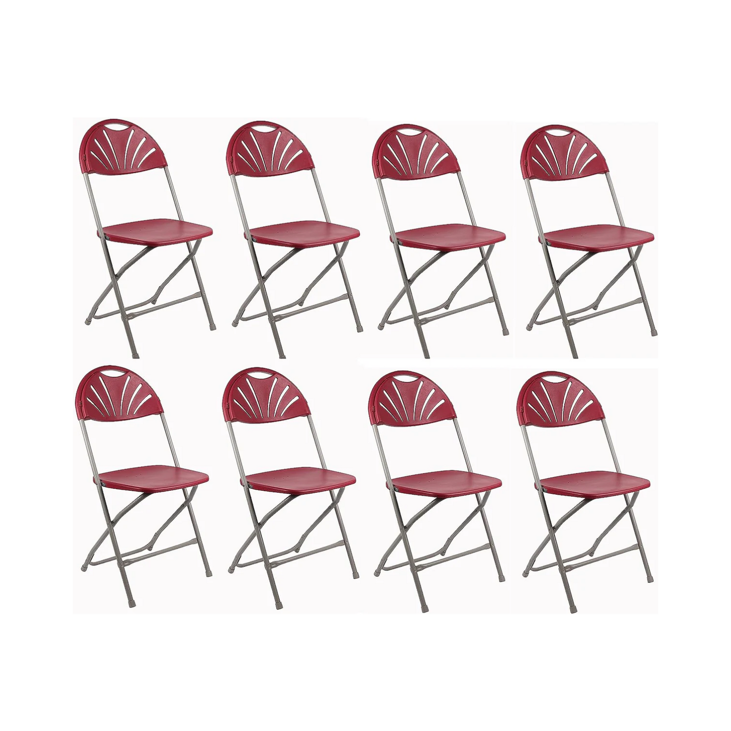 BTExpert Red Plastic Folding Chair Steel Frame Event Chair lightweight Wedding Party - Set of 8