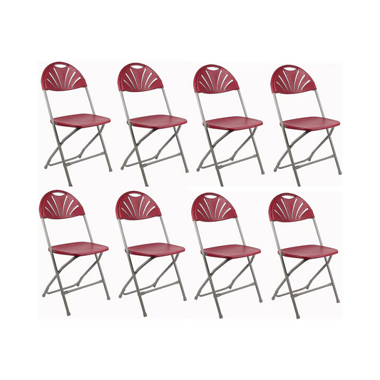 BTExpert Red Plastic Folding Chair Steel Frame Event Chair lightweight Wedding Party - Set of 8