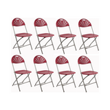 BTExpert Red Plastic Folding Chair Steel Frame Event Chair lightweight Wedding Party - Set of 8