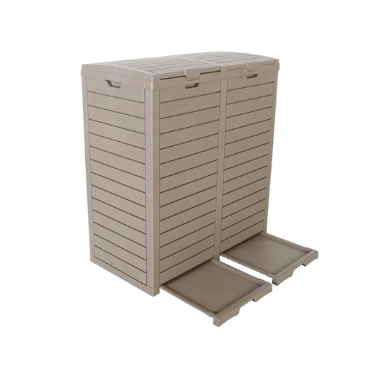 BTExpert 62 Gallon Outdoor Garbage Trash Can, Waterproof Resin Double Lid Drip Tray