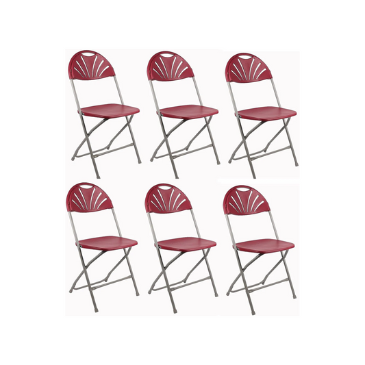 BTExpert Red Plastic Folding Chair Steel Frame Event Chair lightweight Wedding Party - Set of 6