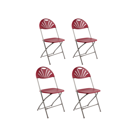 BTExpert Red Plastic Folding Chair Steel Frame Commercial Chair lightweight Wedding Party - Set of 4
