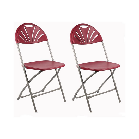 BTExpert Red Plastic Folding Chair Steel Frame Commercial High Capacity Event Chair lightweight Wedding Party - Set of 2