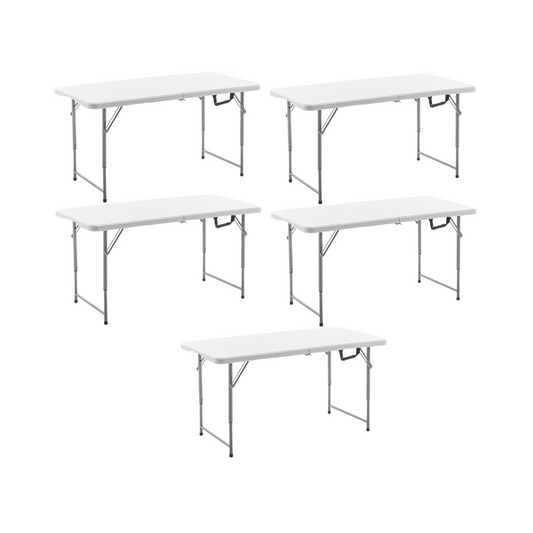 BTExpert Table 4Feet Height Adjustable Indoor Outdoor Easy to Clean Store Care White - Set of 5