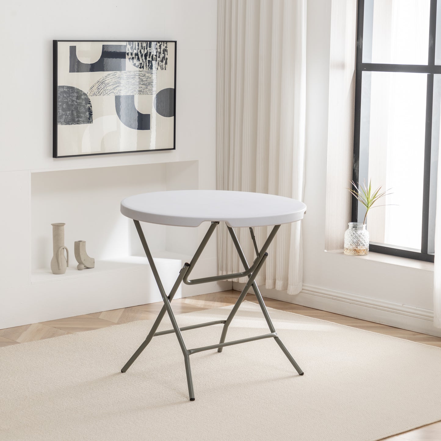 BTExpert 32" Round Folding Table, 30" Height – Commercial Portable for Wedding, Party, Indoor Outdoor - Set of 10