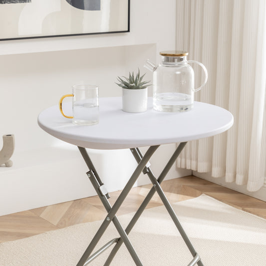 BTExpert 24" Round White Folding Table – Portable Commercial Set of 10 for Event, Party, Dining, Indoor/Outdoor