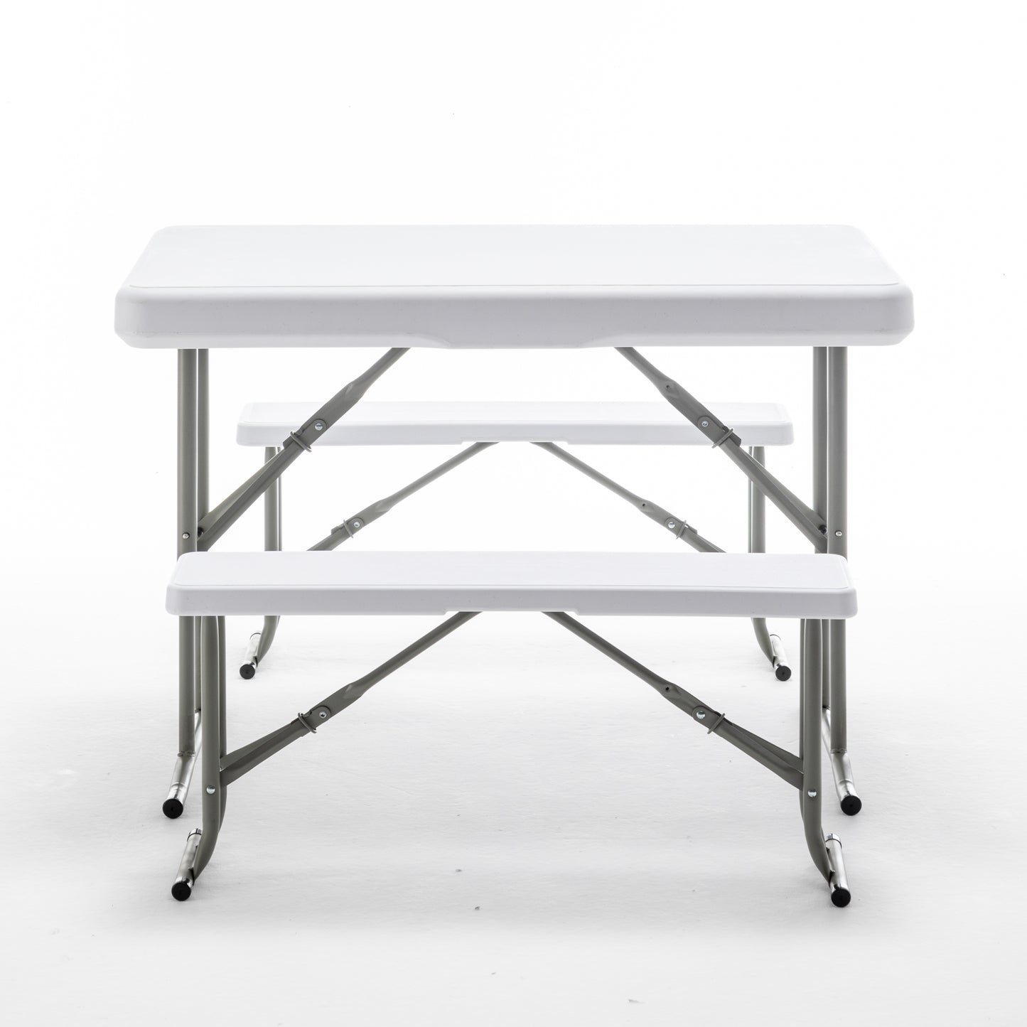 BTExpert Heavy Duty Plastic Portable FoldingTable & two Benches Seats Dining Event Camping Outdoor Activity