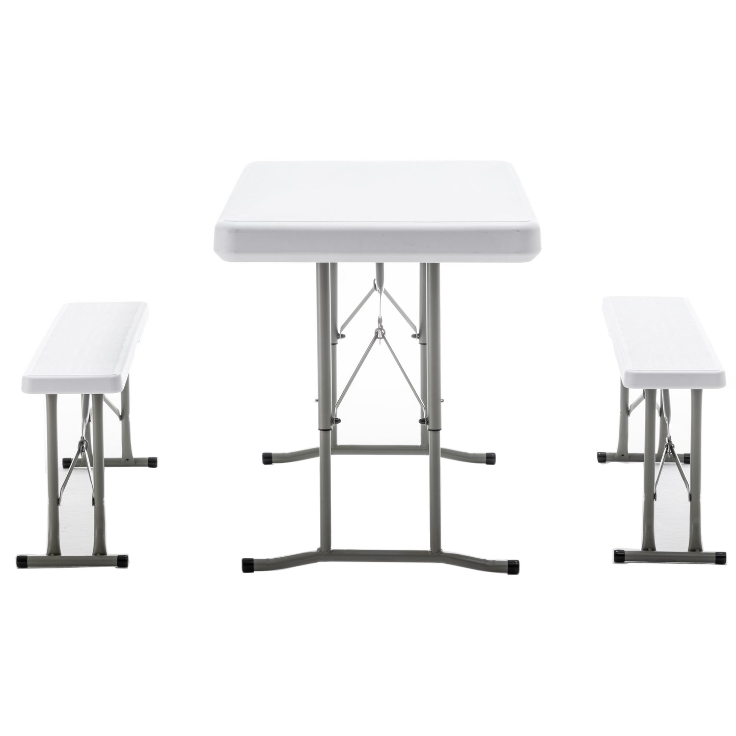BTExpert Heavy Duty Plastic Portable FoldingTable & two Benches Seats Dining Event Camping Outdoor Activity