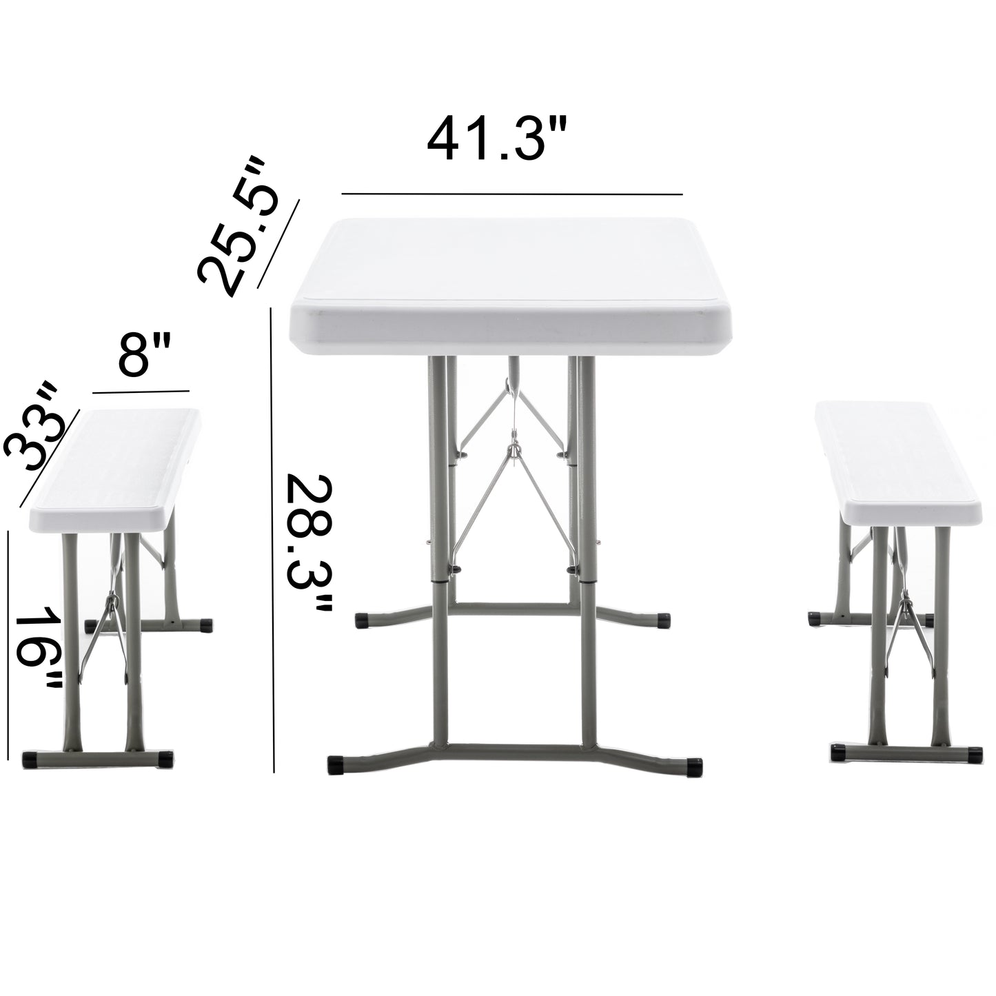 BTExpert Heavy Duty Plastic Portable FoldingTable & two Benches Seats Dining Event Camping Outdoor Activity