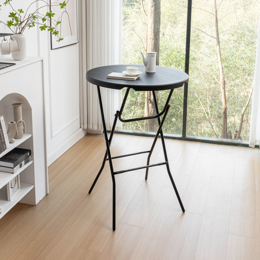 BTExpert 32" Black Bar-Height Folding Table, 43" Granite – Portable Commercial Table for Wedding, Party, Indoor, Outdoor