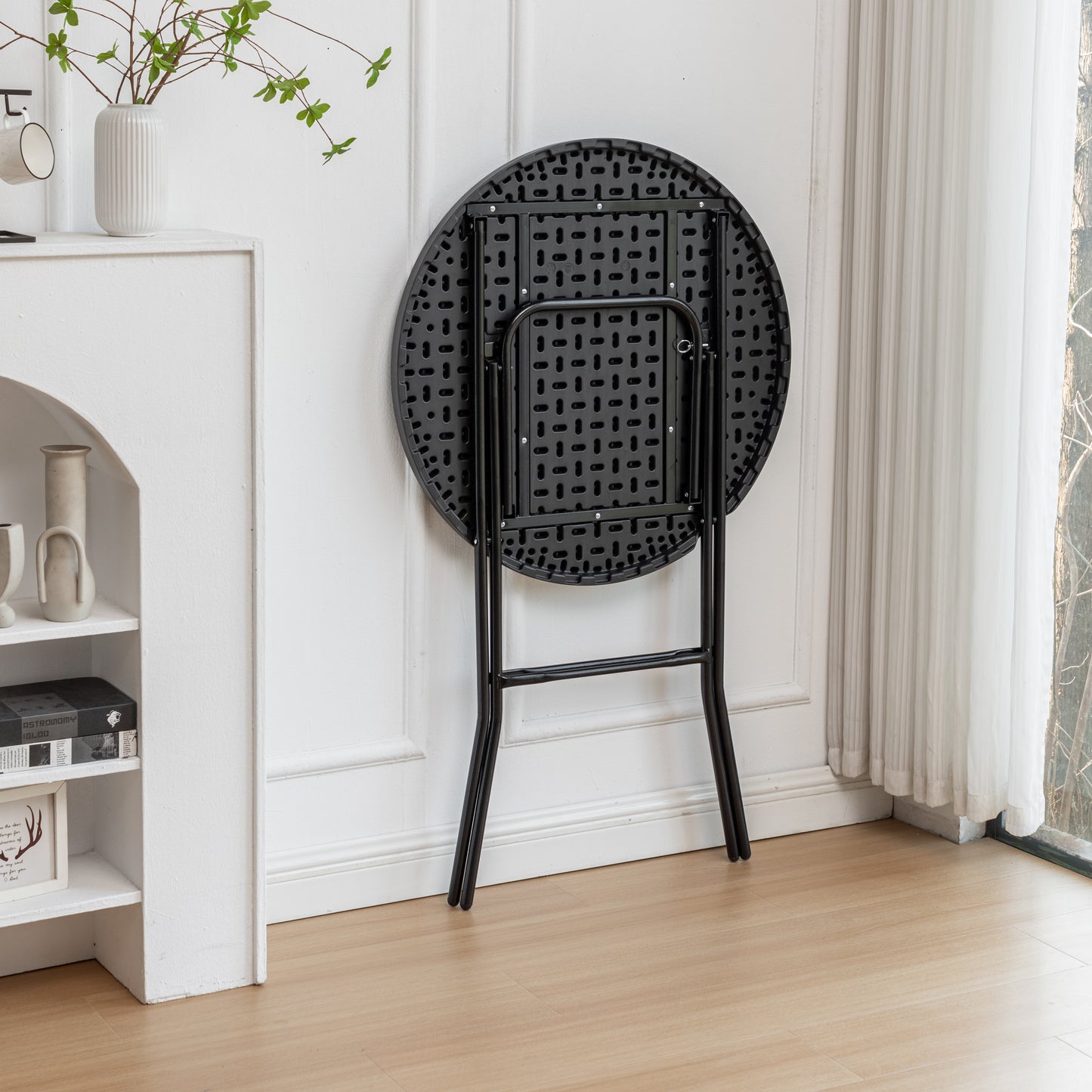 BTExpert 32" Black Bar-Height Folding Table, 43" Granite – Commercial Portable for Wedding, Party, Kitchen, Outdoor - Set of 2