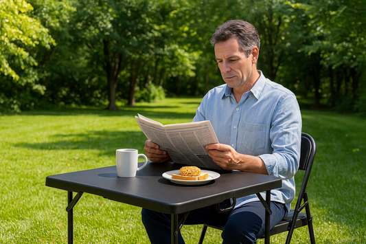 BTExpert 34" Square Folding Card Table Fold in Half Utility Commercial Table Dining Portable Indoor Outdoor Picnic Party Camping Lightweight Heavy Duty HDPE Black Plastic Foldable with Carrying Handle