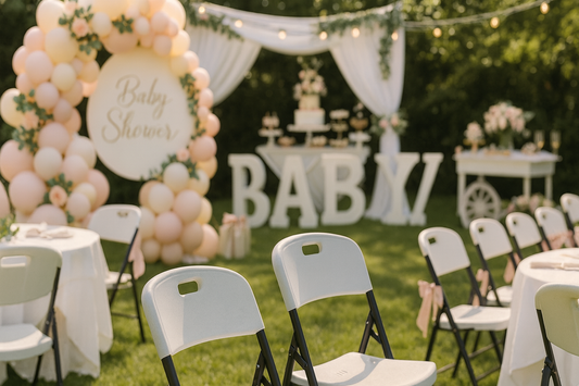 BTEXPERT White Folding Chair Steel Frame Commercial Foldable Chair HDPE Event Chair Indoor Outdoor Wedding Party Picnic Kitchen Dining School Set of 2