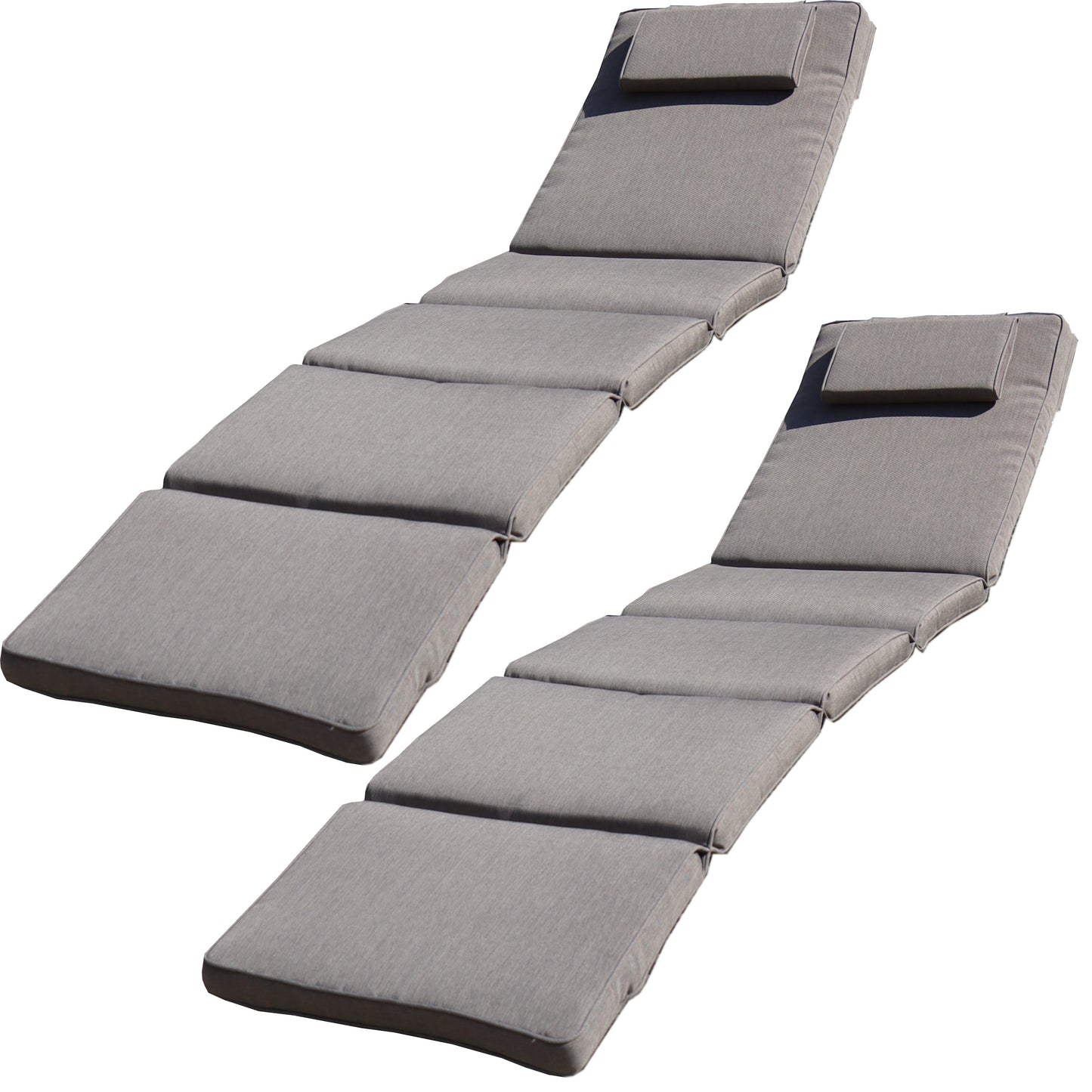 BTExpert Set of 2 Folding Outdoor Chaise Cushions Patio Lounger Padding for Deck, Lawn, Garden, Balcony, Terrace (Light Brown)