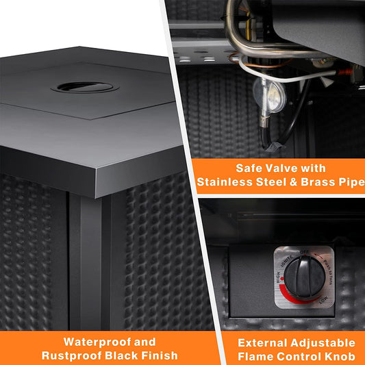 BTExpert 28 Inch Propane Fire Pit Table, 50,000 BTU CSA-Listed Outdoor Gas Fire Pit Table Steel Fire Pit with Lid, 2-in-1 Table for Patio, Deck, Garden, or Backyard Gatherings, Black