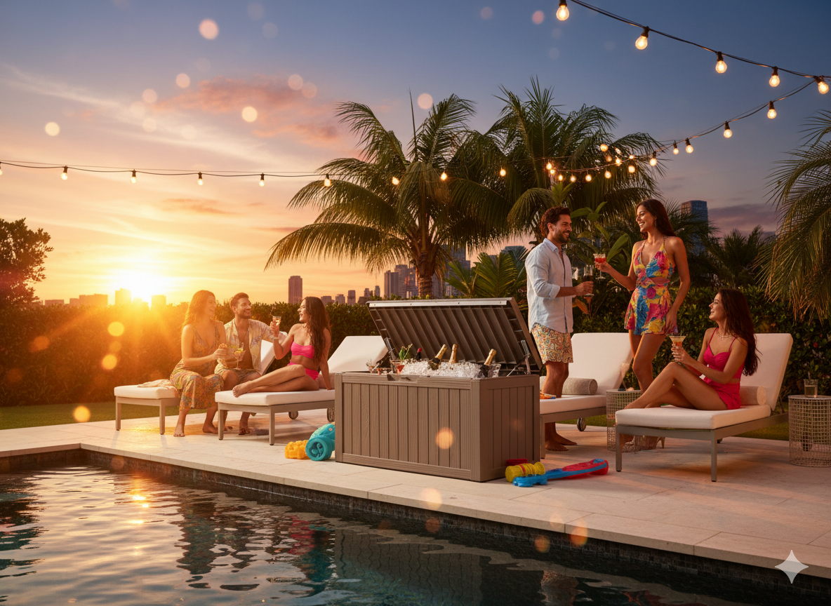 BTEXPERT 80 Gallon Deck Box Outdoor Storage Container with Steel Insert for Patio Furniture Garden Tools Cushions Pool Supplies Sports Equipment Waterproof Lockable UV Resistant Resin