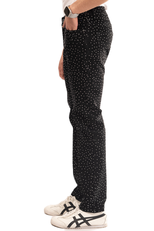 BTEXPERT M4 Rhinestone Jeans - Black