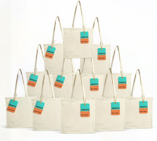 BTEXPERT 100% Cotton Natural Tote Bags NS5340