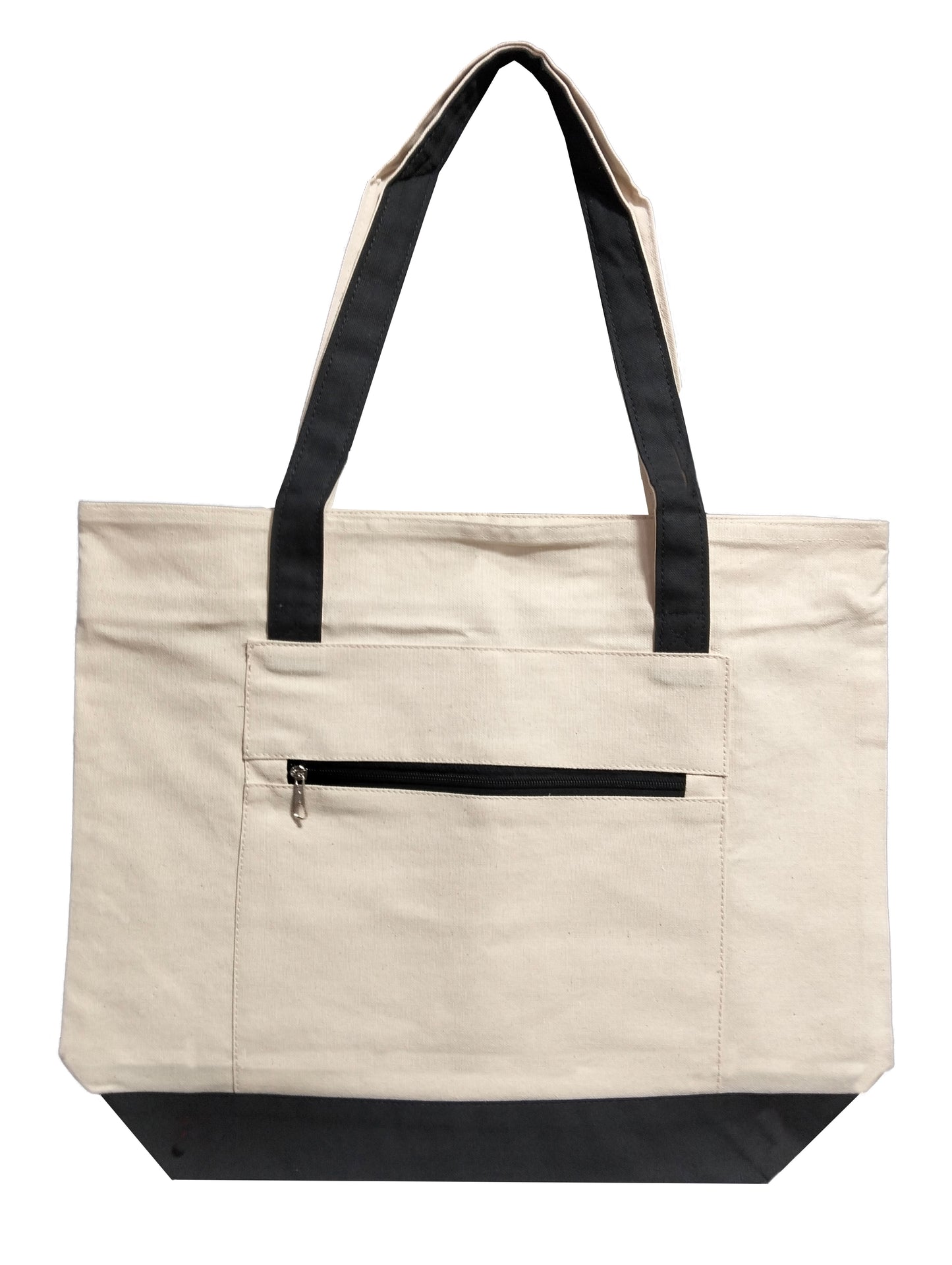 NOVASTILE Canvas Tote Bag 12oz Top Zipper with External Pocket - NS5341