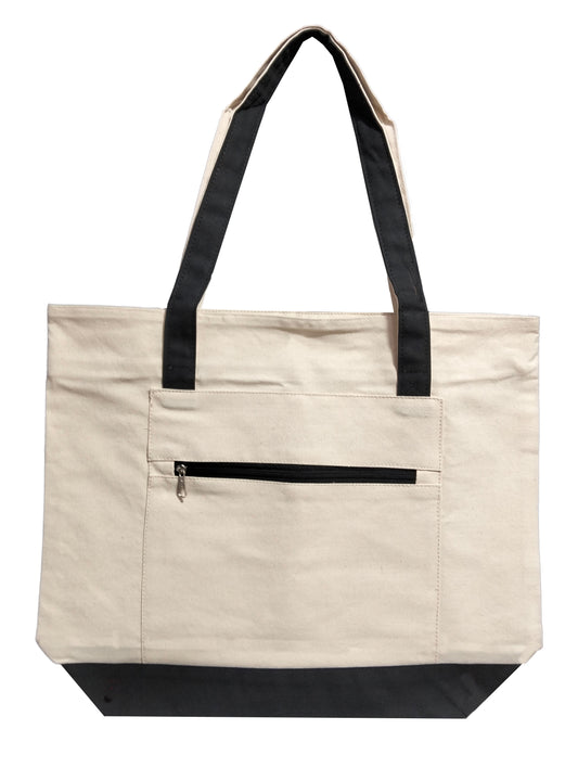 NOVASTILE Canvas Tote Bag 12oz Top Zipper with External Pocket - NS5341