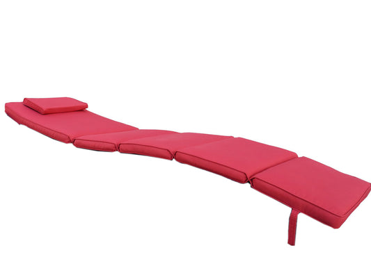 BTExpert Set of 2 Folding Outdoor Chaise Cushions Lounger Padding for Patio, Deck, Garden, Balcony, Terrace Red