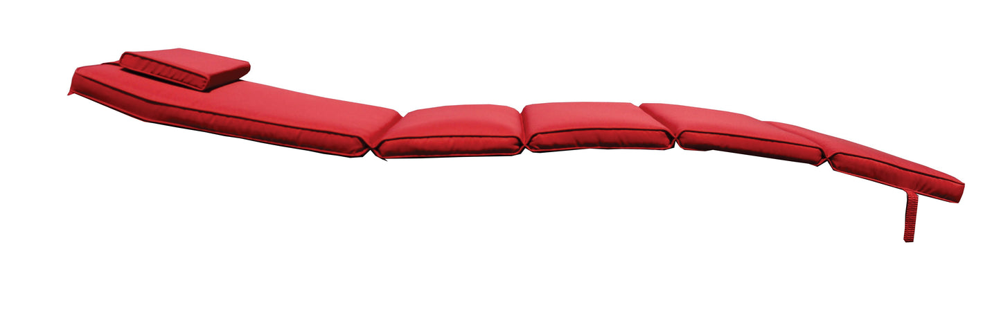 BTExpert Set of 2 Folding Outdoor Chaise Cushions Lounger Padding for Patio, Deck, Garden, Balcony, Terrace Red