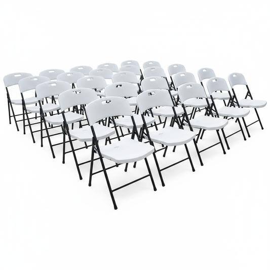 BTEXPERT Thick Folding Chair Party Chair Indoor Outdoor Wedding Event Picnic Kitchen Dining Church School White Foldable Chair Steel Frame Set of 50