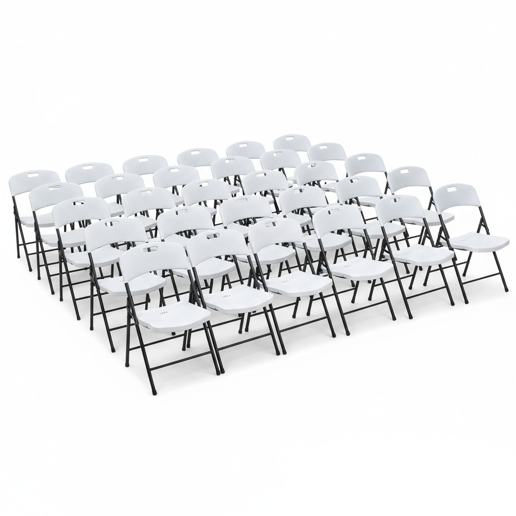 BTEXPERT Thick Folding Chair Party Chair Indoor Outdoor Wedding Event Picnic Kitchen Dining Church School White Foldable Chair Steel Frame Set of 4