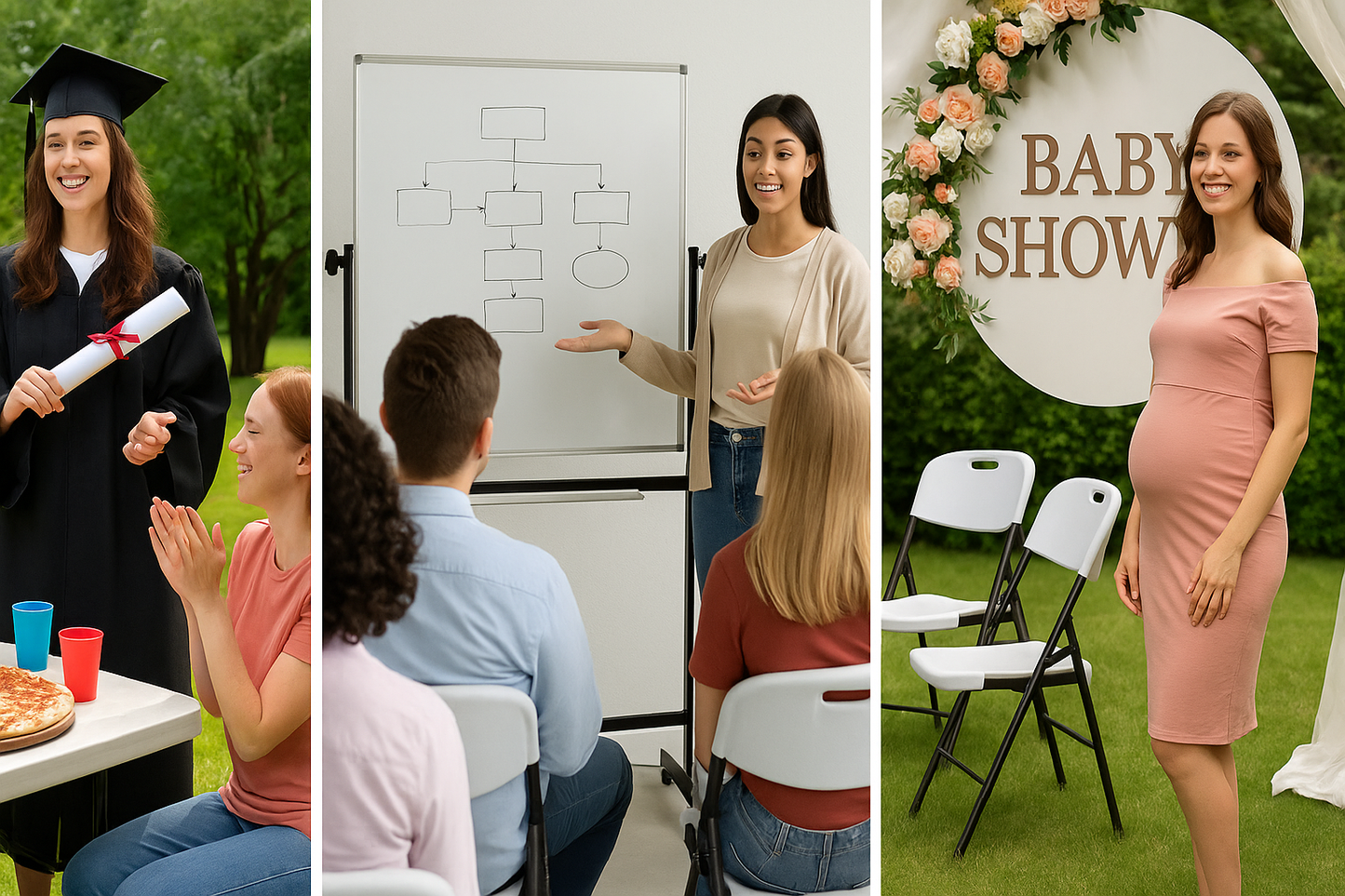 BTEXPERT White Folding Chair Steel Frame Commercial Foldable Chair HDPE Event Chair Indoor Outdoor Wedding Party Picnic Kitchen Dining Church School