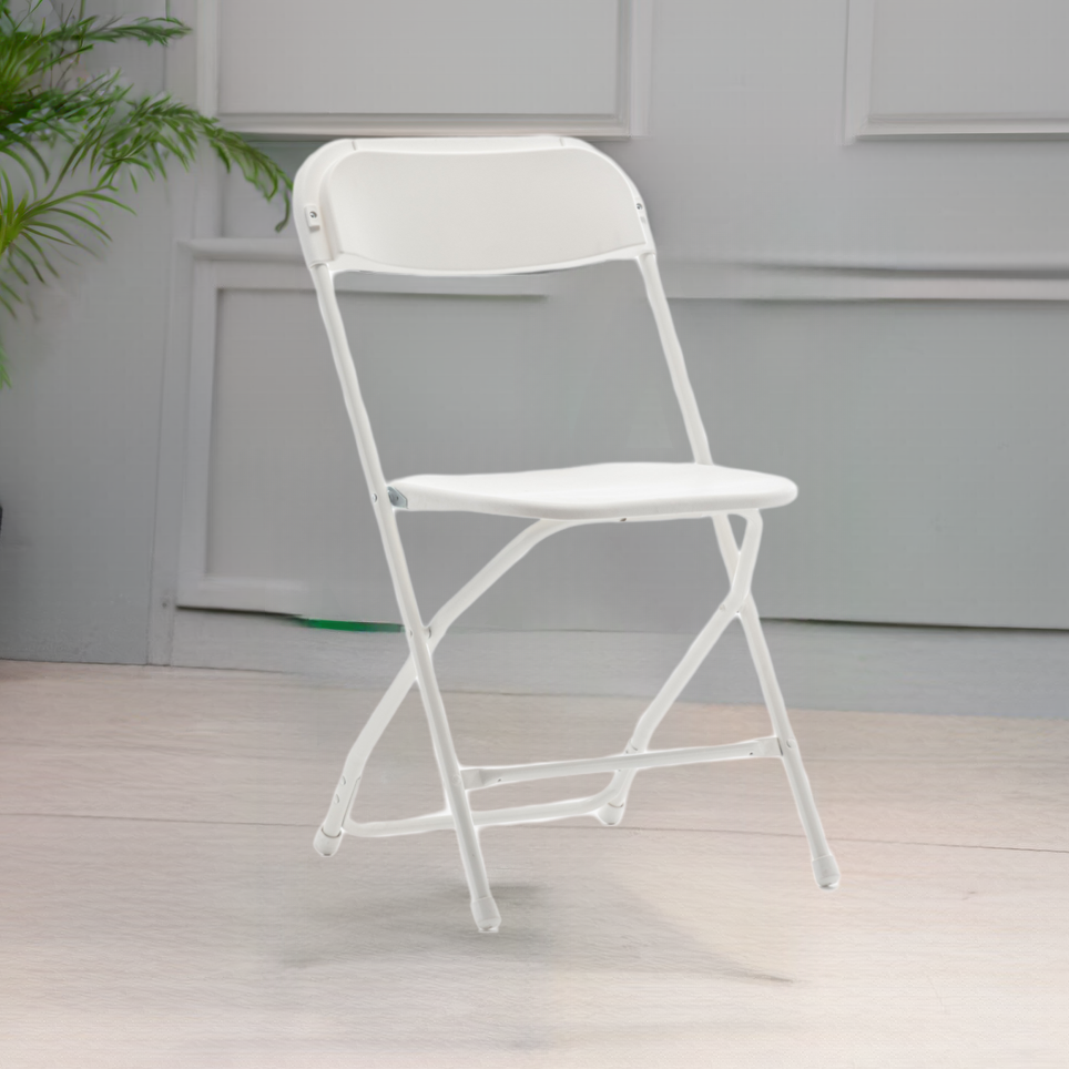 BTExpert White Plastic Folding Chair Steel Frame for Office Wedding Kitchen Dining School - Set of 10