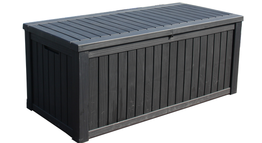 BTEXPERT 150 Gallon Large Resin Deck Box, Outdoor Storage Container with Metal Rods & Partition for Patio Furniture Cushions Garden Tools Equipment Waterproof Lockable UV Resistant