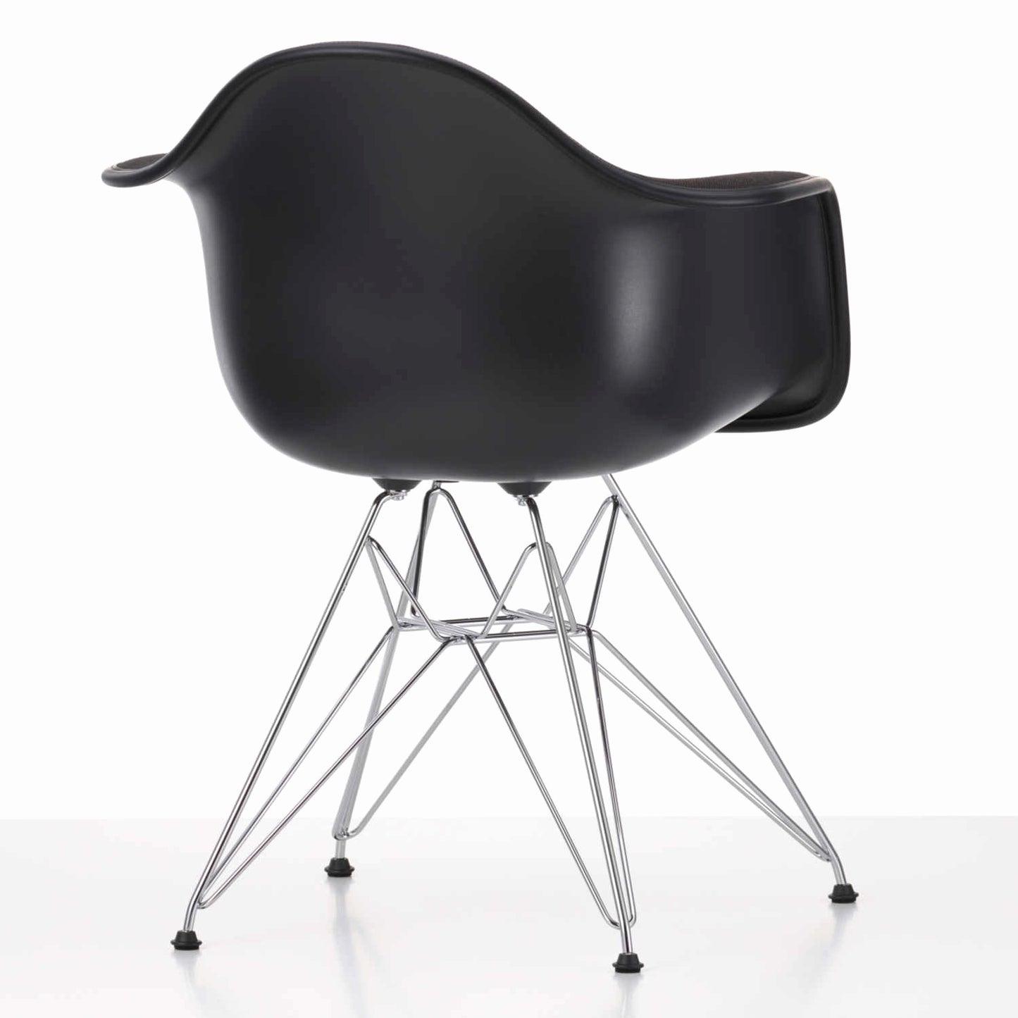 Eiffel Chrome Wire Dowell Legs Dining Arm Chair Black DAR - Set of 2