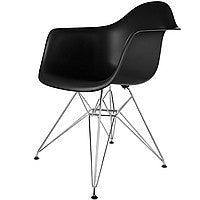 Eiffel Chrome Wire Dowell Legs Dining Arm Chair Black DAR - Set of 2