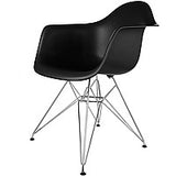 Eiffel Chrome Wire Dowell Legs Dining Arm Chair Black DAR - Set of 2