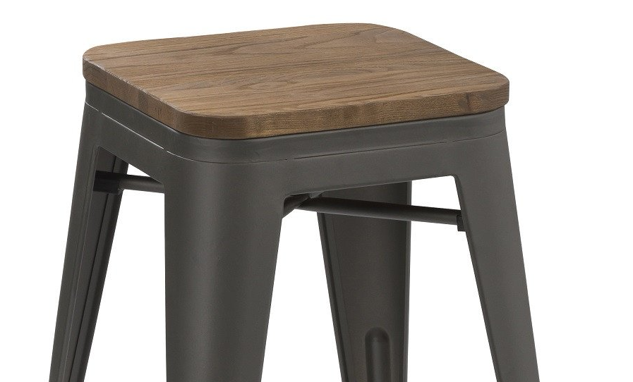 BTExpert 30" Industrial Metal Vintage Stackable Distressed Counter Bar Stool Wood top - Set of 2