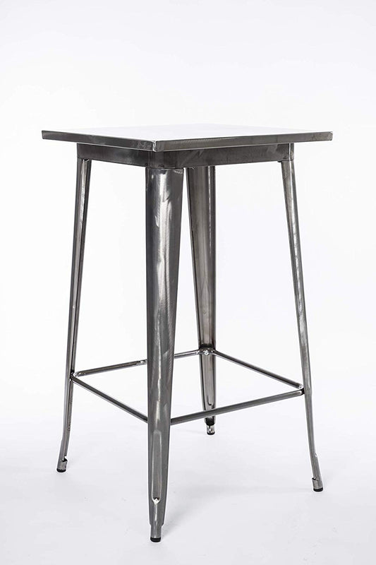 BTExpert Industrial Antique Distressed Metal 23.5" Square Dining Pub Table