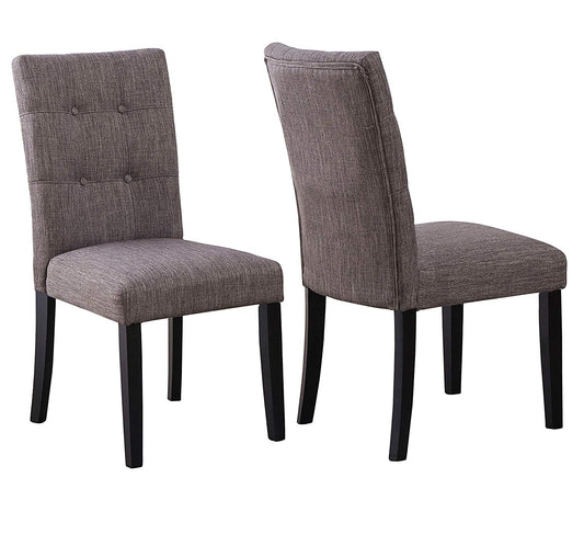 BTExpert Tufted Parsons Upholstered Dining Chairs, Solid Wood Accent, Beige Grey Linen - Set of 2