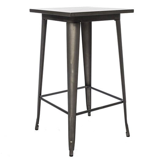 BTExpert Industrial Antique Distressed Bronze 23.5" Square Metal Dining Pub Table