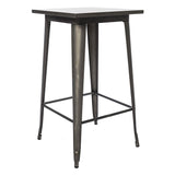 BTExpert Industrial Antique Distressed Bronze 23.5" Square Metal Dining Pub Table