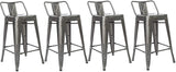 BTExpert Industrial 24" Galvanized Metal Counter Stool, Distressed Low Back, Indoor Outdoor