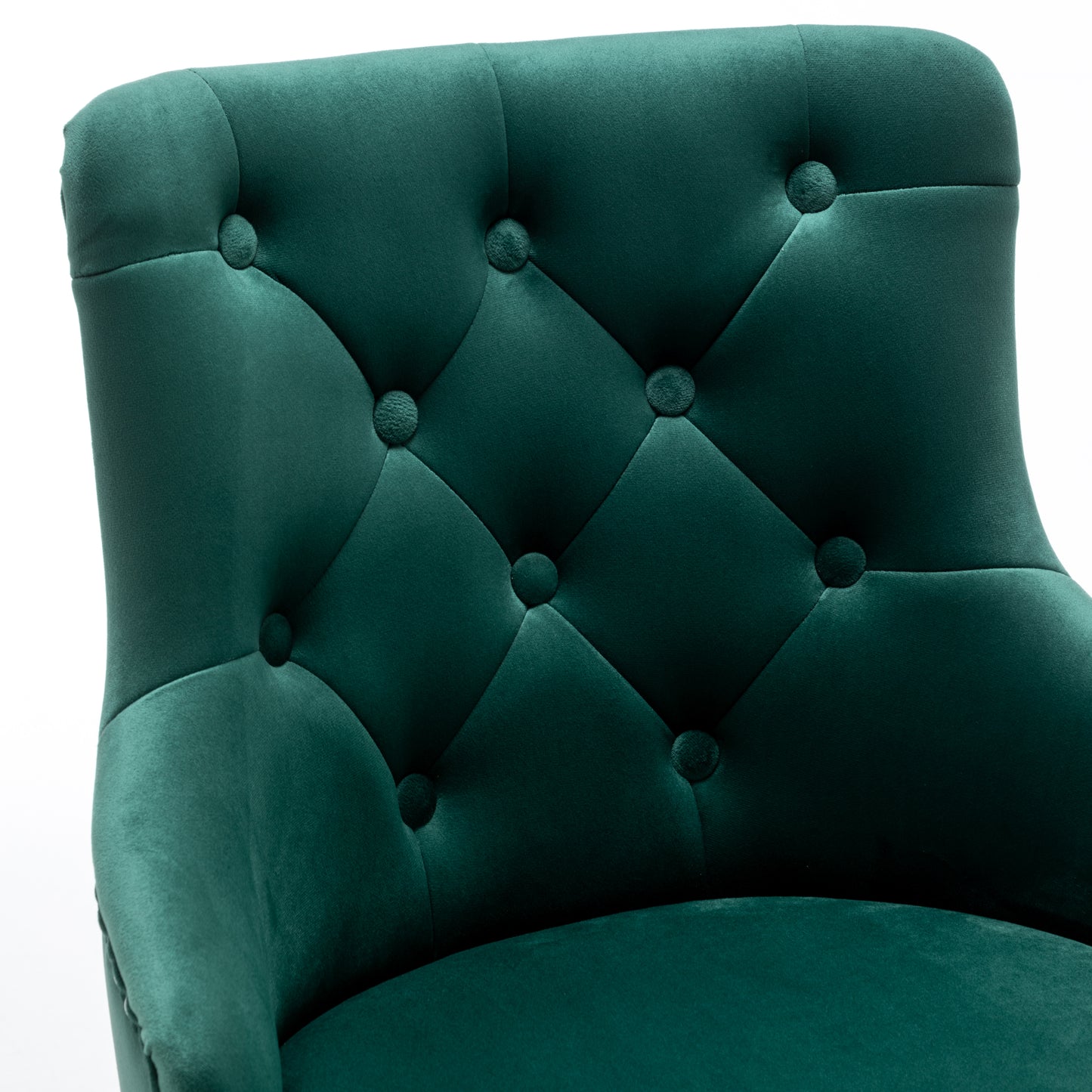 BTExpert Upholstered Dining Adjustable Seat, High Back Stool Bar Chair Green Tufted - Set of 2