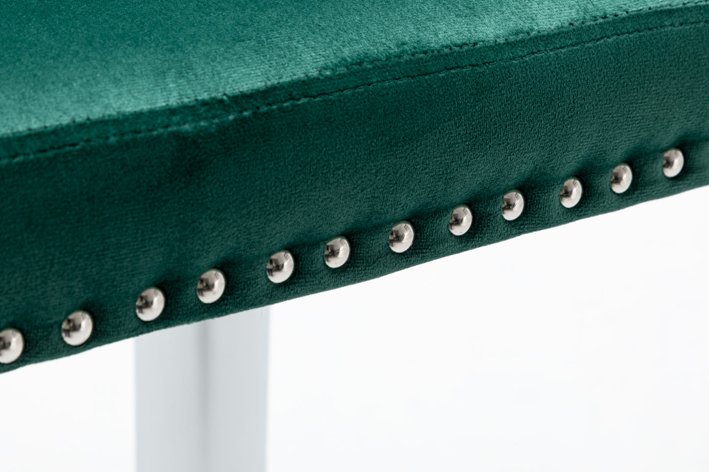 BTExpert Upholstered Dining Adjustable Seat, High Back Stool Bar Chair Green Tufted - Set of 2