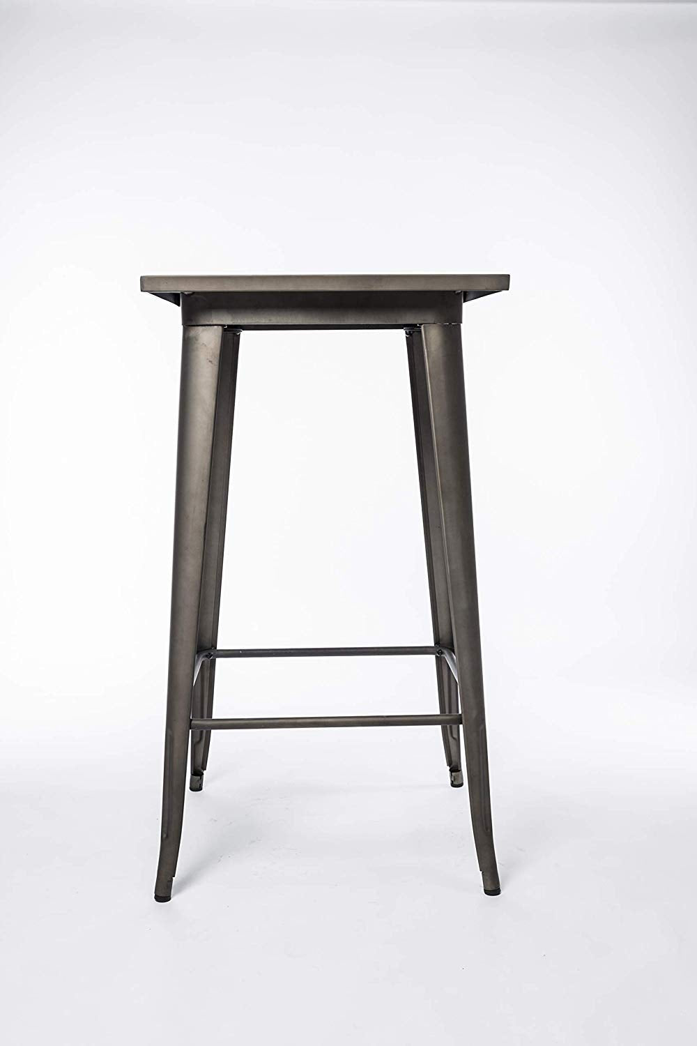 BTExpert Industrial Antique Distressed Bronze 23.5" Square Metal Dining Pub Table