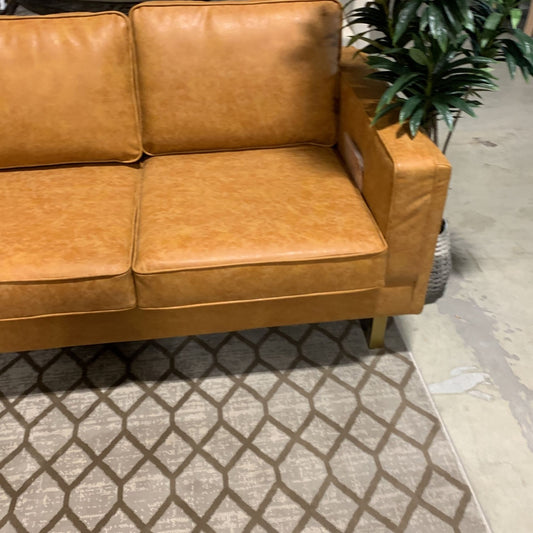 BTEXPERT Green Velvet 3 Seater Sofa with Stainless Steel Legs in Polished Gold Finish