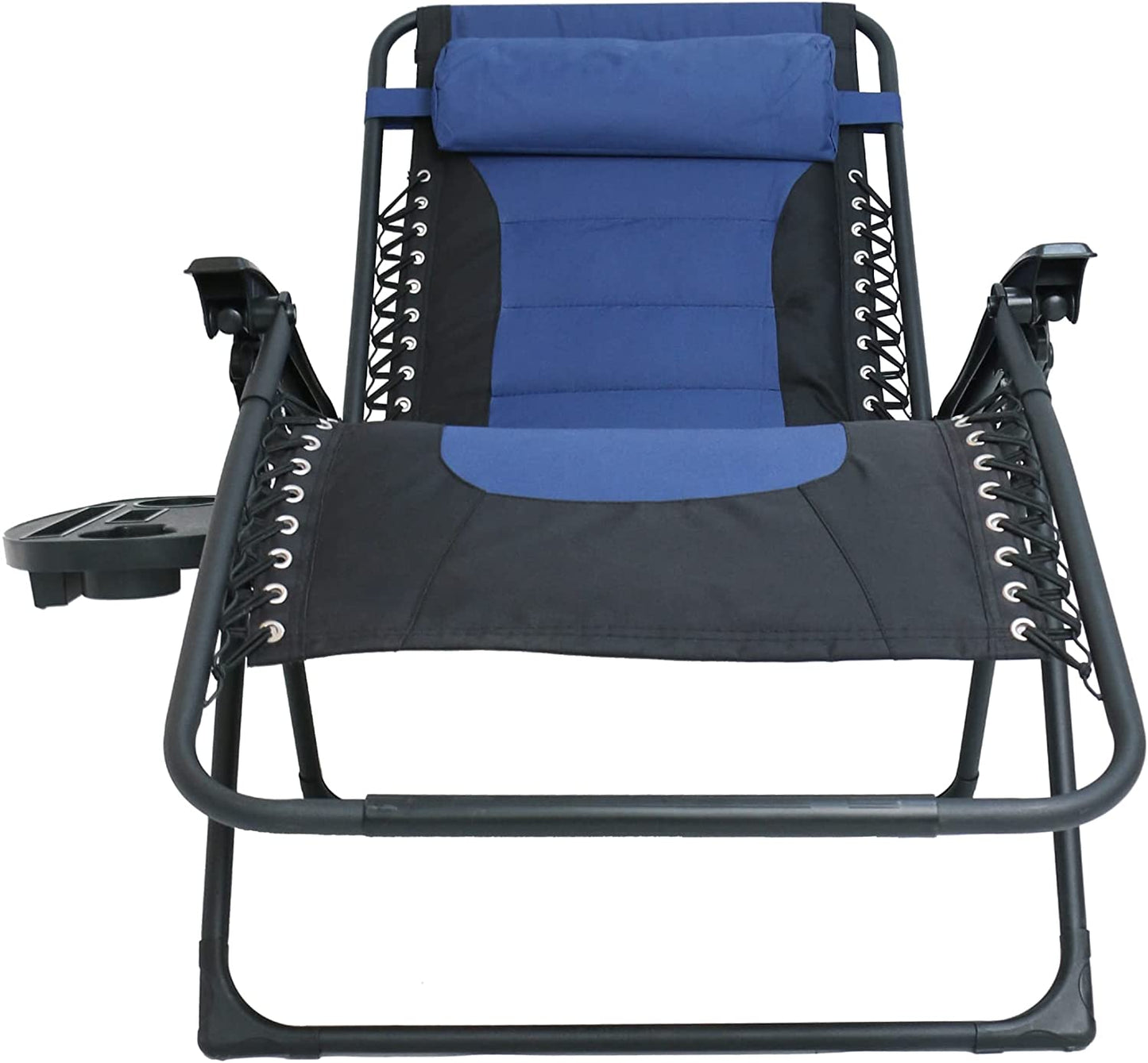 BTEXPERT Oversized Padded Zero Gravity Chair Folding Recliner Case Lounge Outdoor Pool Patio Blue Yard Garden Utility Tray Cup Holder